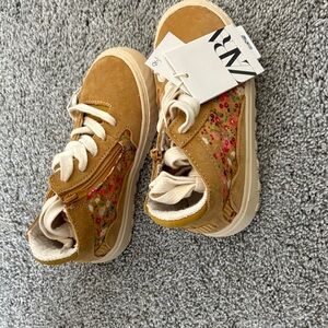Zara Kids Brown Floral High-Top Sneakers